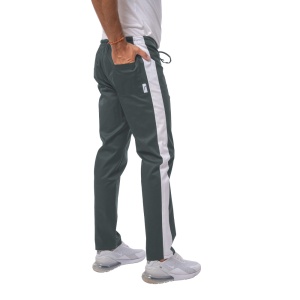Pantaloni medicali ART stretch (cu elastan) cu contrast pentru barbati GRI-ALB