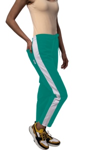 Pantaloni medicali ART stretch (cu elastan) Verde menta cu contrast Alb pentru femei