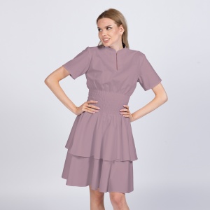Rochie medicala stretch (cu elastan) FRILL -Roz antic