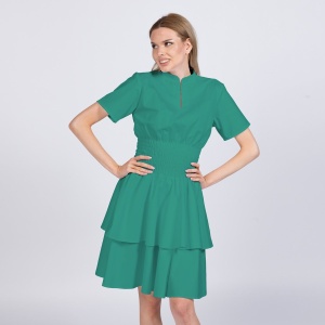Rochie medicala stretch (cu elastan) FRILL -Verde menta