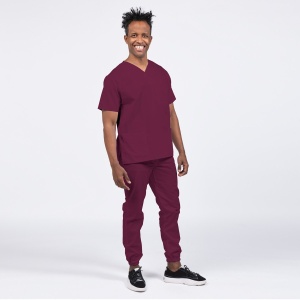 Uniforma medicala CLASS cu pantaloni jogger pentru barbati -Visiniu - Img 1