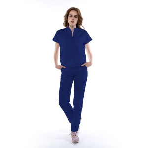 Uniforma medicala FABS stretch (cu elastan) cu pantalon pentru femei-Albastru safir - Img 1