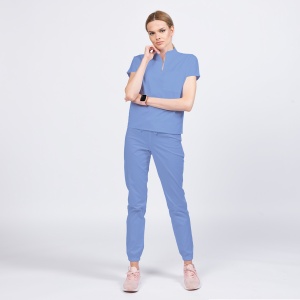 Uniforma medicala FABS stretch cu pantalon jogger pentru femei-Azur - Img 1