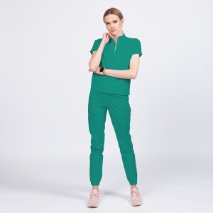 Uniforma medicala FABS stretch cu pantalon jogger pentru femei-Verde menta - Img 1