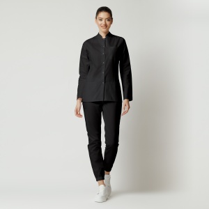 Uniformă medicală Mia cu jachetă mânecă lungă și pantaloni jogger-Negru