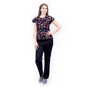Uniformă medicală Sprint cu imprimeu Cupcakes și pantaloni clasici pentru femei