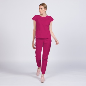 Uniforma medicala SPRINT cu pantalon jogger-Magenta - Img 1