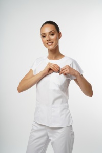 Uniforma medicala SPRINT stretch (cu elastan) cu bluza cambrata si pantalon pentru femei-Albastru nocturn - Img 4