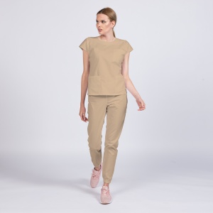 Uniforma medicala SPRINT stretch cu pantalon jogger pentru femei-Bej