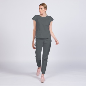 Uniforma medicala SPRINT stretch cu pantalon jogger pentru femei -Gri - Img 1