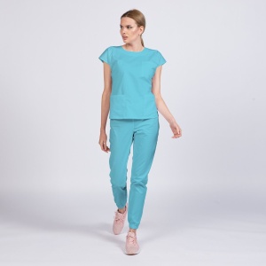 Uniforma medicala SPRINT stretch cu pantalon jogger pentru femei-Ocean - Img 1