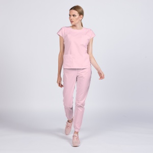 Uniforma medicala SPRINT stretch cu pantalon jogger pentru femei-Roz pal - Img 1