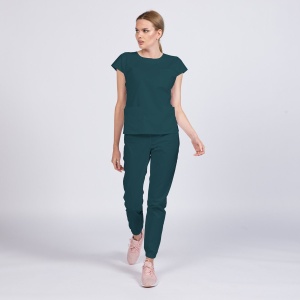 Uniforma medicala SPRINT stretch cu pantalon jogger pentru femei-Verde marin - Img 1