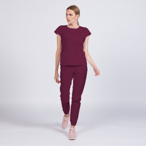 Uniforma medicala SPRINT stretch cu pantalon jogger pentru femei-Visiniu - Img 1