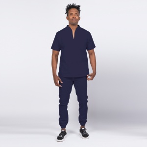Uniforma medicala STIL cu pantaloni jogger pentru barbati -Bleumarin