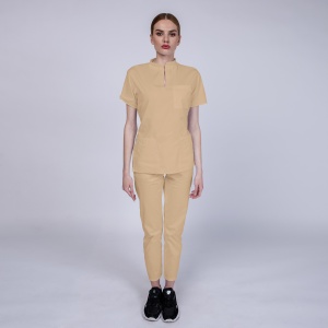 Uniforma medicala STIL stretch (cu elastan) cu pantaloni pentru femei-Bej
