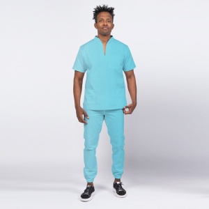 Uniforma medicala stretch STIL (cu elastan) cu pantaloni jogger pentru barbati -Ocean