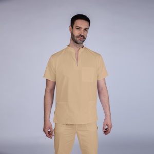 Uniforma medicala stretch STIL (cu elastan) cu pantaloni pentru barbati -Bej