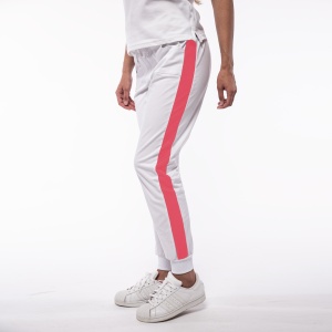 Pantalon medical ART stretch (cu elastan) Alb contrast Coral cu buzunare si mansete pentru femei