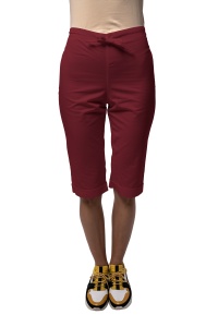 Pantaloni medicali ART clasici din poplin 3/4 cu manseta-Visiniu