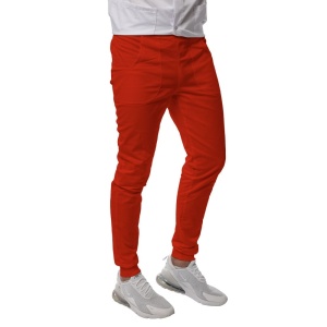 Pantaloni medicali ART stretch (cu elastan) cu manseta pentru barbati-Rosu