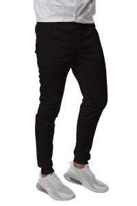 Pantaloni medicali ART stretch (cu elastan) cu manseta pentru barbati-Negru