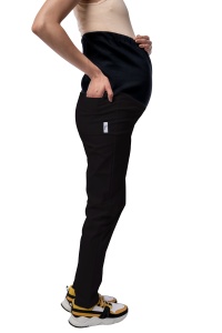 Pantaloni medicali ART stretch (cu elastan) pentru viitoare mamici-Negru