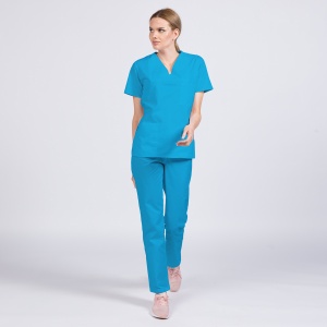 Uniforma medicala CLASS stretch (cu elastan) cu pantalon pentru femei-Turqoise - Img 1
