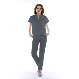 Uniforma medicala FABS stretch (cu elastan) cu pantalon pentru femei-Gri - Img 1