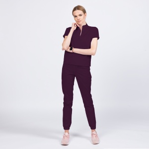 Uniforma medicala FABS stretch cu pantalon jogger pentru femei-Tangerine - Img 1
