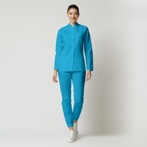 Uniformă medicală Mia cu jachetă mânecă lungă și pantaloni jogger-Turqoise