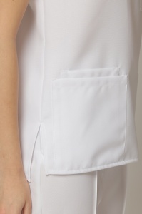 Uniformă Medicală OPTIM din Microfibră cu Inserție Albă și Pantalon Cambrat-Gri - Img 10