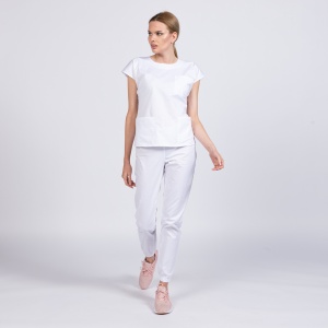 Uniforma medicala SPRINT stretch cu pantalon jogger pentru femei-Alb