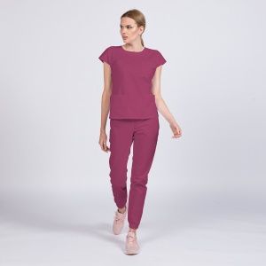 Uniforma medicala SPRINT stretch cu pantalon jogger pentru femei-Fructe de padure - Img 1