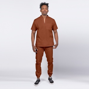 Uniforma medicala STIL cu pantaloni jogger pentru barbati -Caramel
