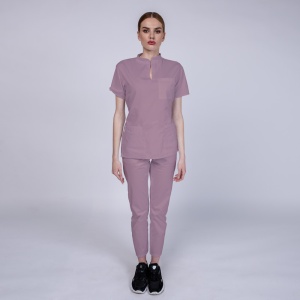 Uniforma medicala STIL stretch (cu elastan) cu pantaloni pentru femei-Roz antic