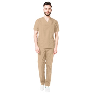 Uniforma medicala stretch CLASS (cu elastan) cu pantaloni pentru barbati -Bej
