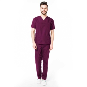 Uniforma medicala stretch CLASS (cu elastan) cu pantaloni pentru barbati -Visiniu