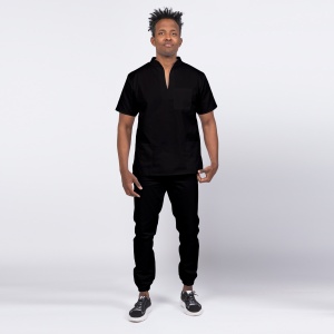 Uniforma medicala stretch STIL (cu elastan) cu pantaloni jogger pentru barbati -Negru