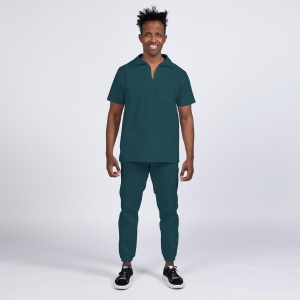 Uniforma medicala stretch TREND (cu elastan) cu pantaloni jogger pentru barbati -Verde marin