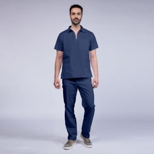 Uniforma medicala stretch TREND (cu elastan) cu pantaloni pentru barbati -Albastru nocturn