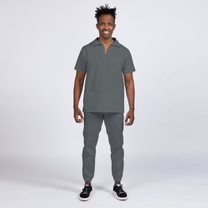 Uniforma medicala TREND cu pantaloni jogger pentru barbati-Gri
