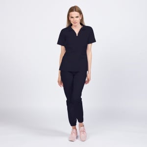 Uniforma medicala TREND cu pantaloni jogger pentru femei-Bleumarin