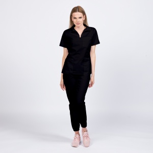 Uniforma medicala TREND cu pantaloni jogger pentru femei-Negru