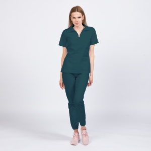 Uniforma medicala TREND cu pantaloni jogger pentru femei-Verde marin