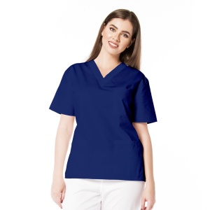 Bluza medicala KULT clasica din microfibra pentru femei-Albastru safir