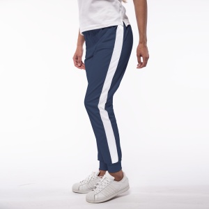 Pantalon medical ART stretch (cu elastan) Albastru nocturn contrast alb cu buzunare si mansete pentru femei