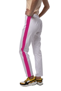 Pantaloni medicali ART stretch (cu elastan) Alb cu contrast Magenta pentru femei