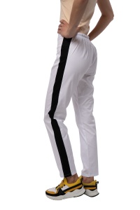 Pantaloni medicali ART stretch (cu elastan) Alb cu contrast Negru pentru femei