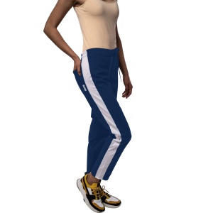 Pantaloni medicali ART stretch (cu elastan) Albastru nocturn cu Alb contrast pentru femei